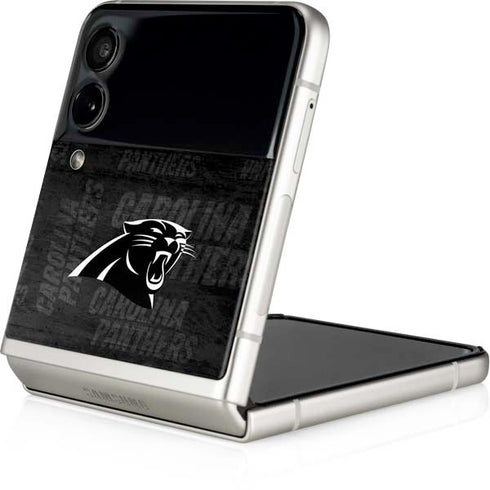 NFL Carolina Panthers Black & White Galaxy Z Flip4 5G Skin